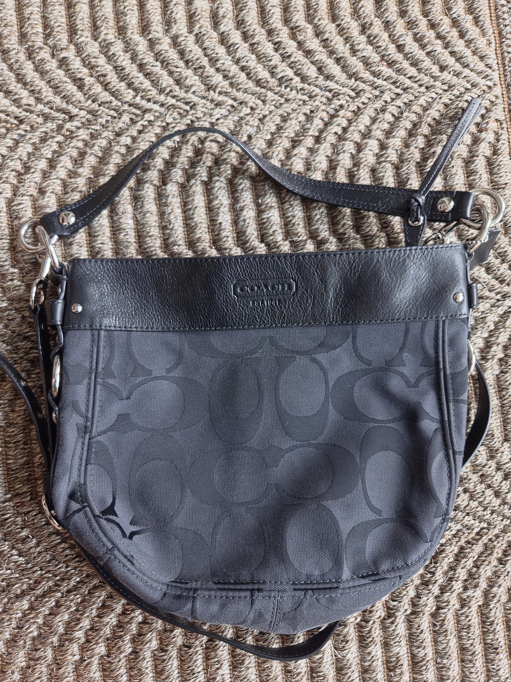 Coach Black Signature Zoe Shoulder Bag